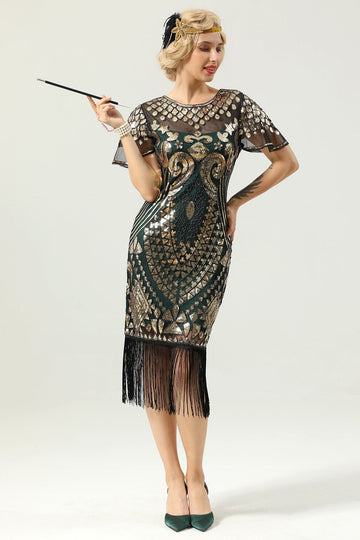 Vestido de lentejuelas verdes de la década de 1920